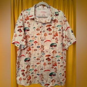 Mushroom Print Button Up XXL